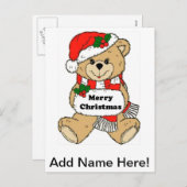 Christmas Teddy Bear-bericht Feestdagenkaart (Voorkant / Achterkant)