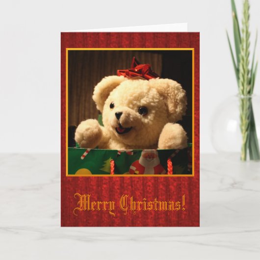 Christmas Teddy Bear Card Feestdagen Kaart (Voorkant)