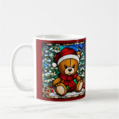 Christmas Teddy Bear Faux Glas in lood Koffiemok (Links)