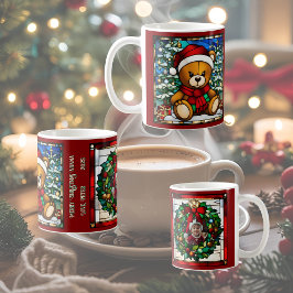 Christmas Teddy Bear Faux Glas in lood Koffiemok