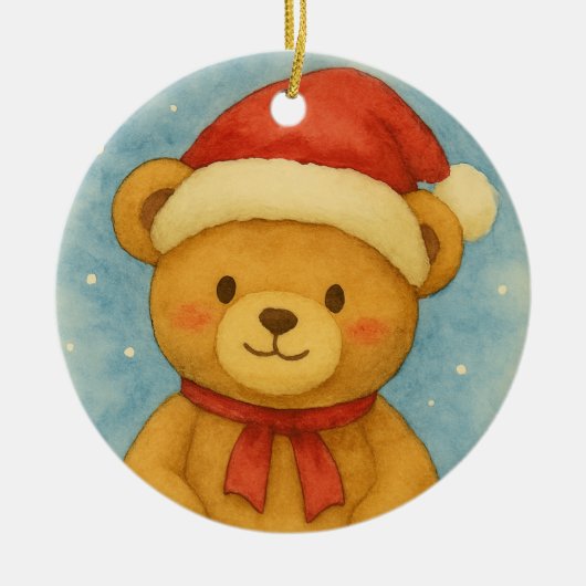Christmas Teddy Bear in Snowy Wonderland Keramisch Ornament (Voorkant)