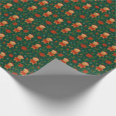 Christmas Teddy Bear Pattern – Cute Green Holiday  Cadeaupapier (Hoek)