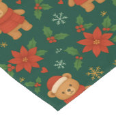 Christmas Teddy Bear Pattern – Cute Green Holiday Korte Tafelloper (Hoek)