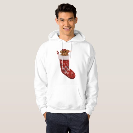 Christmas Teddy Bear Stocking Hoodie (Voorkant volledig)