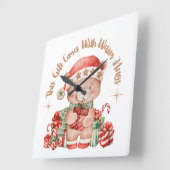 Christmas Teddy Bear Wall Clock Nursery Vierkante Klok (Hoek)