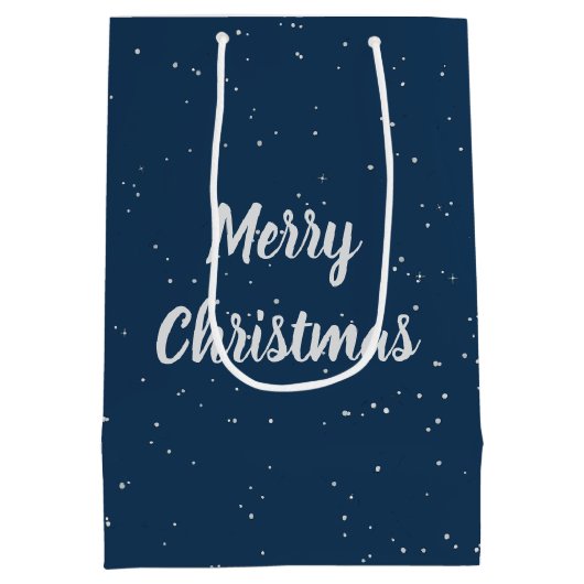 Christmas Teddy Bear Watching Santa Medium Cadeauzakje (Achterkant)