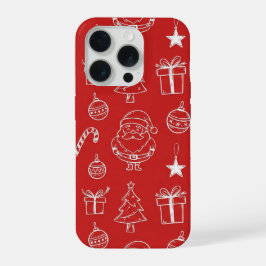 Christmas texture with festive elements iPhone 15 pro case