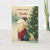 Christmas Thank You Golden Retriever in Santa Hat Kaart (Voorkant)