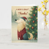 Christmas Thank You Golden Retriever in Santa Hat Kaart (Gele Bloem)