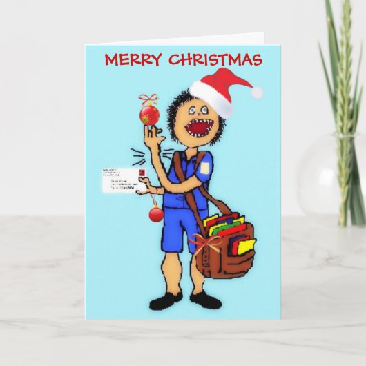 Christmas Thank You Mailman Feestdagen Kaart (Voorkant)
