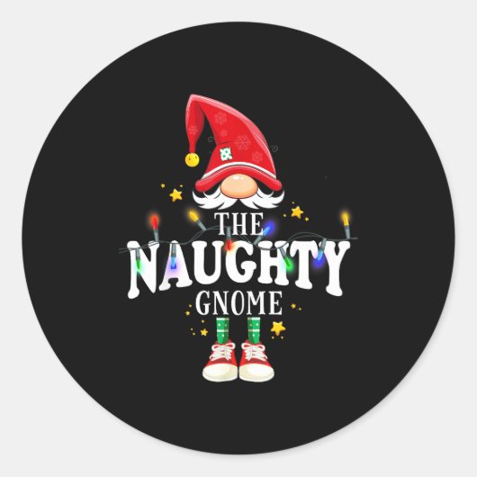 Christmas The Naughty Gnome X-mas Matching Pjs Ronde Sticker (Voorkant)
