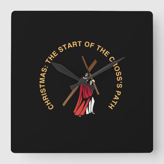 Christmas: The Start of the Cross's Path Vierkante Klok (Voorkant)
