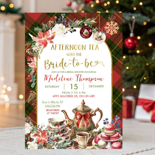 Christmas Theme Afternoon Tea Party Bridal Shower Kaart