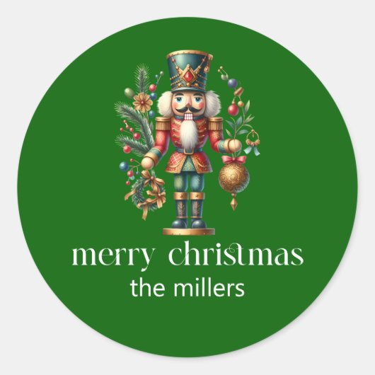 Christmas Theme Cute Nutcracker Retro Typography  Ronde Sticker (Voorkant)