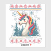 Christmas Theme Knitted Unicorn Unicorns T-Shirt ( Sticker (Vel)