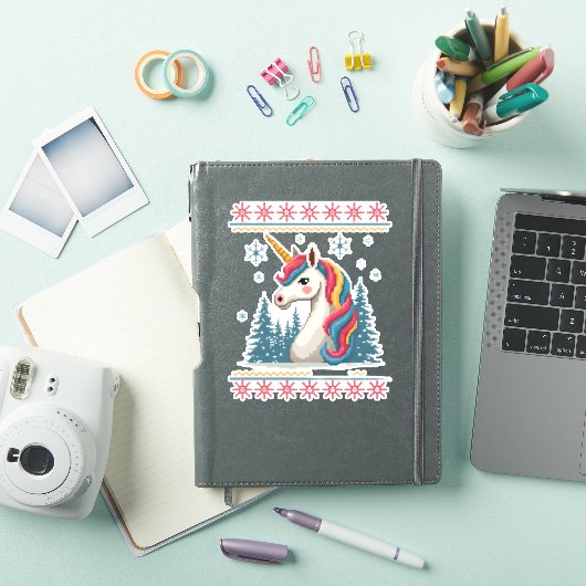 Christmas Theme Knitted Unicorn Unicorns T-Shirt ( Sticker (iPad Cover)
