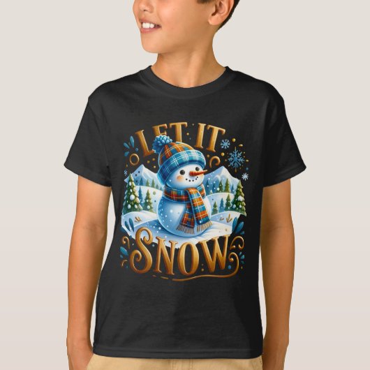 Christmas Theme Let It Snow Cute Snowman T Shirt  (Voorkant)