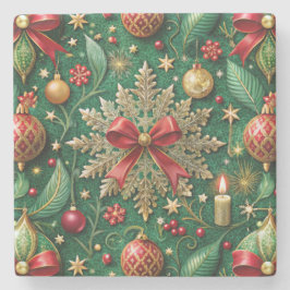 Christmas Theme Pattern Gold Snowflake Stenen Onderzetter