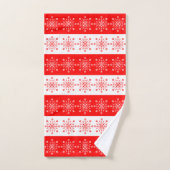 Christmas Theme Red White Stripes Snowflakes Bad Handdoek (Handdoek)