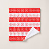 Christmas Theme Red White Stripes Snowflakes Bad Handdoek (Wasdoekje)