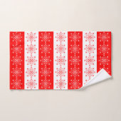 Christmas Theme Red White Stripes Snowflakes Bad Handdoek (Handdoek)