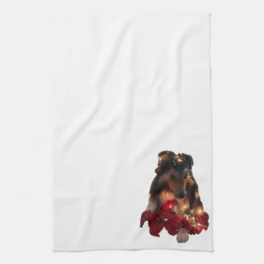 Christmas Theme Sheltie Theedoek (Verticaal)