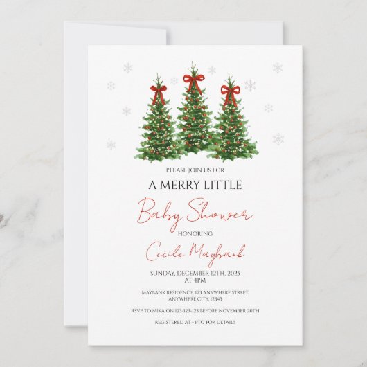 Christmas Themed Baby Shower Invitation Kaart (Voorkant)