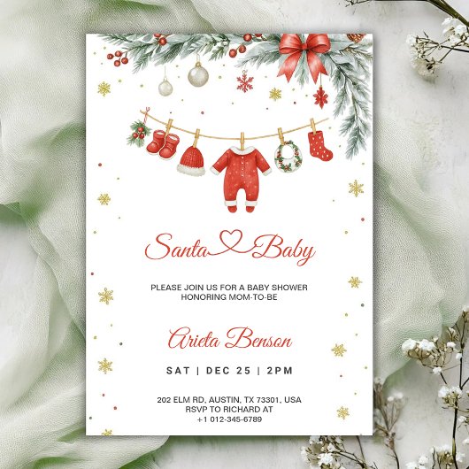 Christmas themed baby shower invitation kaart