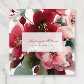  Christmas Themed Red Floral Wedding  Bedankjes Labels (Voorkant)