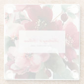 Christmas Themed Red Floral Wedding Glazen Onderzetter (Achterkant)