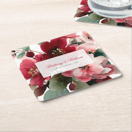  Christmas Themed Red Floral Wedding  Kartonnen Onderzetters