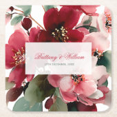  Christmas Themed Red Floral Wedding  Kartonnen Onderzetters (Voorkant)