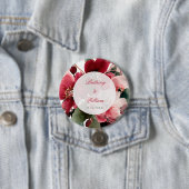  Christmas Themed Red Floral Wedding  Ronde Button 7,6 Cm (In situ)