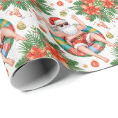  Christmas themed Santa Pool Party Cadeaupapier (Rol Hoek)