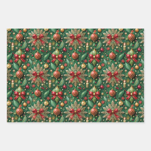 Christmas-themed three festive patterns inpakpapier vel (Voorkant 2)