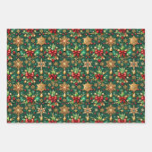 Christmas-themed three festive patterns inpakpapier vel (Voorkant)