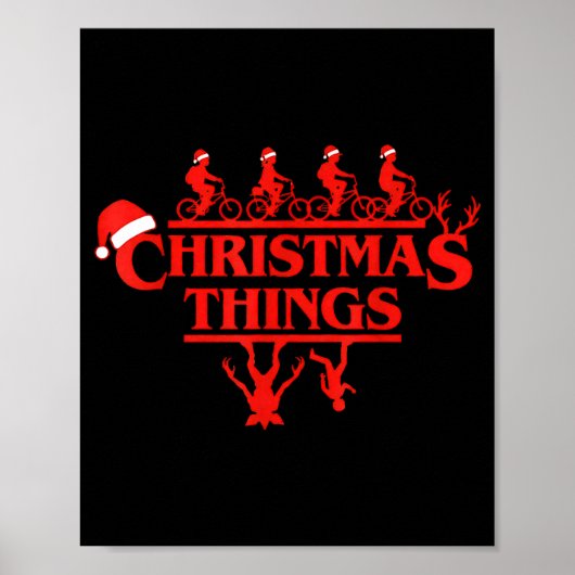 Christmas Things Red Lettering Bike Squad Holiday  Poster (Voorkant)