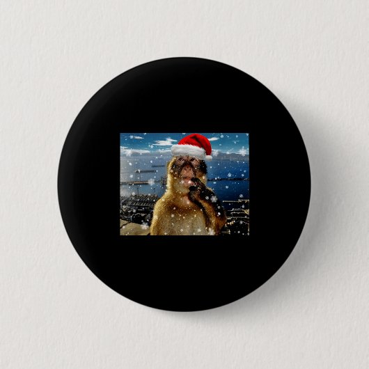 Christmas Thinking Monkey Meme Brainrot Xmas Gift  Ronde Button 5,7 Cm (Voorkant)