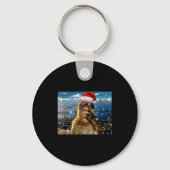 Christmas Thinking Monkey Meme Brainrot Xmas Gift Sleutelhanger (Voorkant)