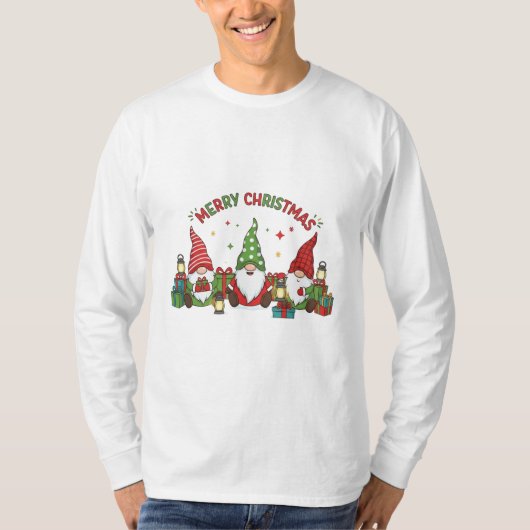 Christmas Three Gnomes Presents T-shirt (Voorkant)