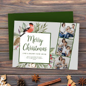 Christmas Three Photo Script Holiday Kaart