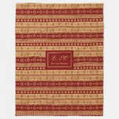 Christmas Throw Blanket Elegant Red Gold Accent Fleece Deken (Voorkant)