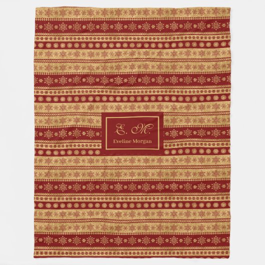 Christmas Throw Blanket Elegant Red Gold Accent Fleece Deken (Voorkant)