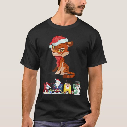 Christmas Tiger Face Tree Snow  Pajama Xmas 2021   T-shirt (Voorkant)