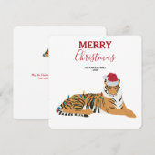 Christmas Tiger Funny Animal met Santa Hat Kaart (Voorkant / Achterkant)