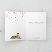 Christmas Tiger Funny Animal met Santa Hat Kaart (Binnen)
