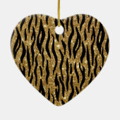 Christmas Tiger Glitter Print Hartvorm Keramisch Ornament (Achterkant)