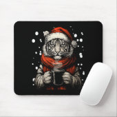 Christmas Tiger With Santa Hat Coffee Lover Funny  Muismat (Met muis)