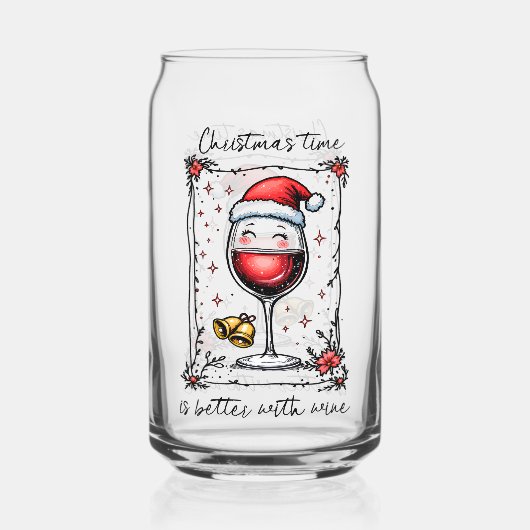 Christmas Time Is Better with Wine Blikvorm Glas (Voorkant)