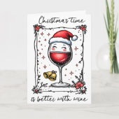 Christmas Time Is Better With Wine  Feestdagen Kaart (Voorkant)